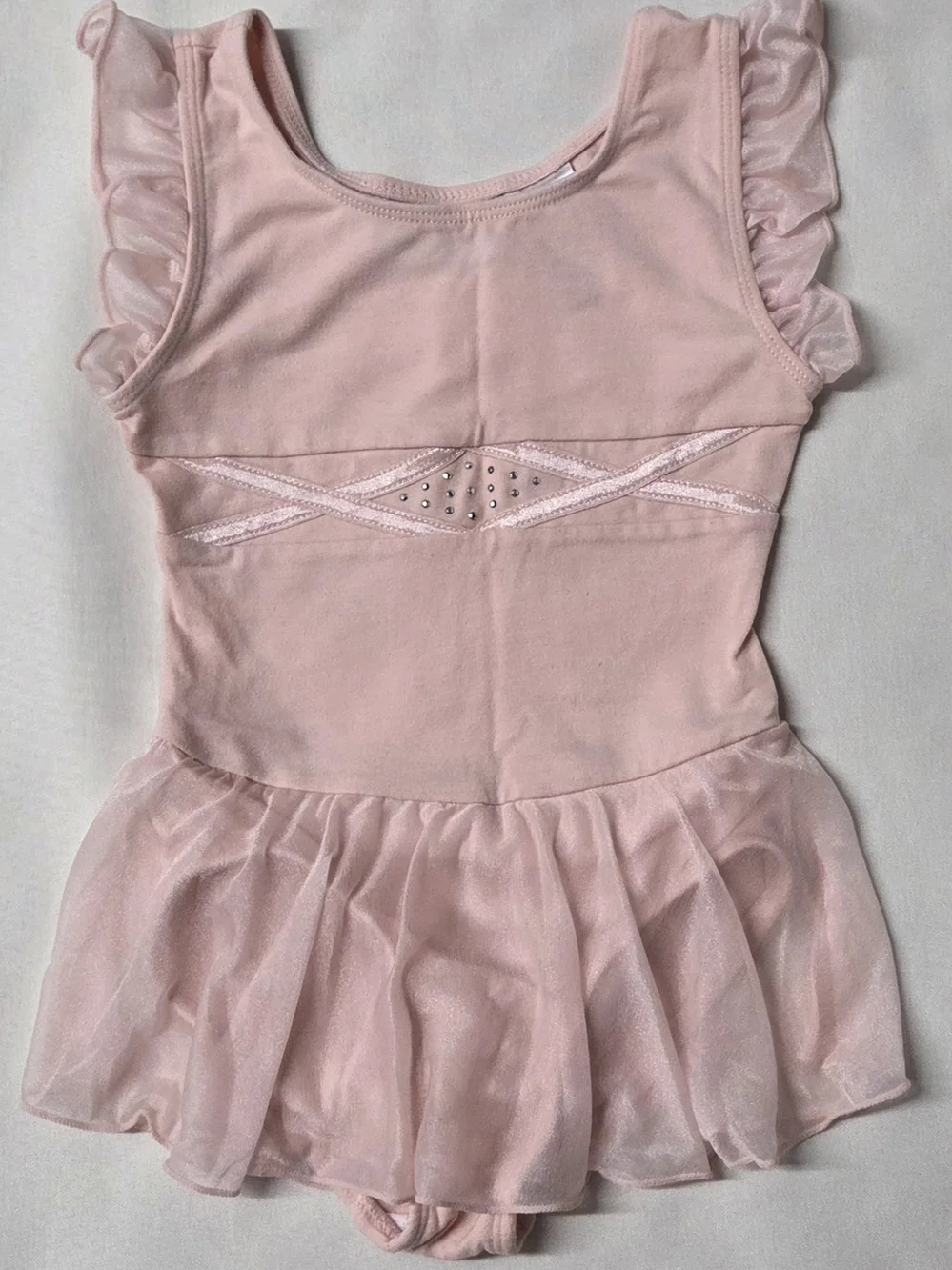 Girl's 4/5 Freestyle by Danskin Pink Rhinestone Leotard Dress